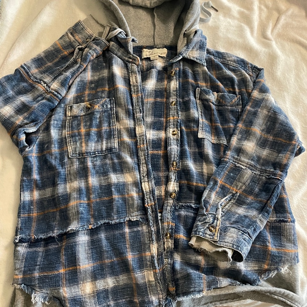 Vintage America Blue and Brown Plaid Button-Down Shirt